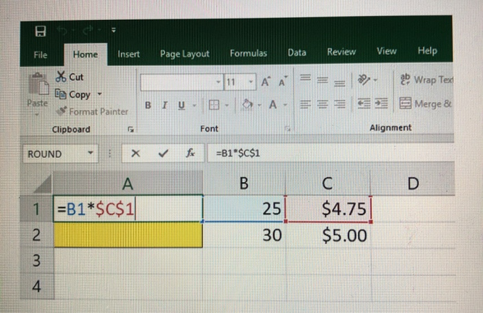 D10? Hint: Remember that Excel uses the order of operations. PARENTHESES then