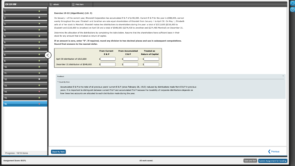  CH 19 HW Book Print om Exercise 19-22 (Algorithmic) (LO. 3)