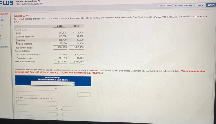  PLUS Kimmel, Accounting, le CALCULATOR PRINTER VERSION BACK NEXT SOURCES -