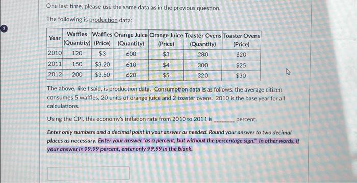  One last time, please use the same data as in the