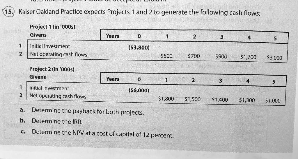 Please solve Question 15 (a, b, c) Please show all work 15.
