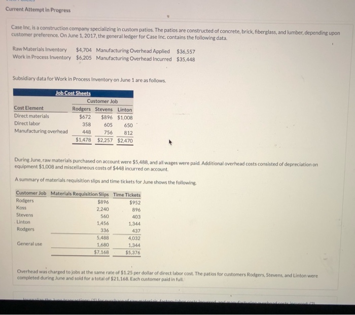  Current Attempt in Progress Case Inc. is a construction company specializing