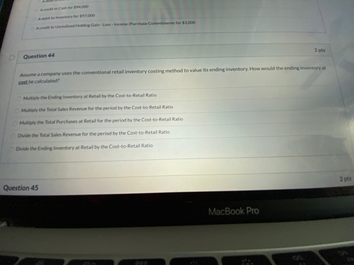  Acr e d Gain Loss Income Purchase Commitments for $3,000 Question