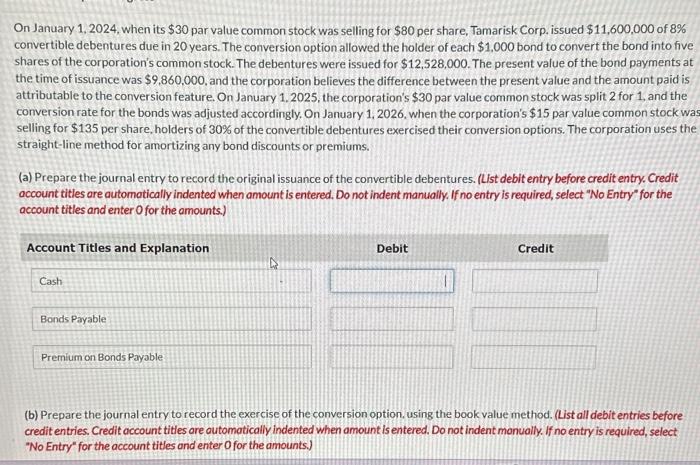  On January 1, 2024, when its $30 par value common stock