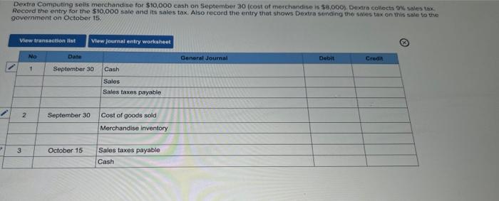  Dextra Computing solis merchandise for $10,000 cash on September 30 (cost