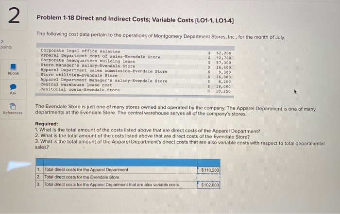  just need help with question 2, thanks! 2 Problem 1-18 Direct