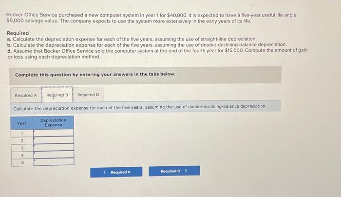 1 for $40,000. It is expected to have a five-year useful life