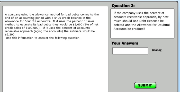 comes to the end of an accounting period with a $400 credit