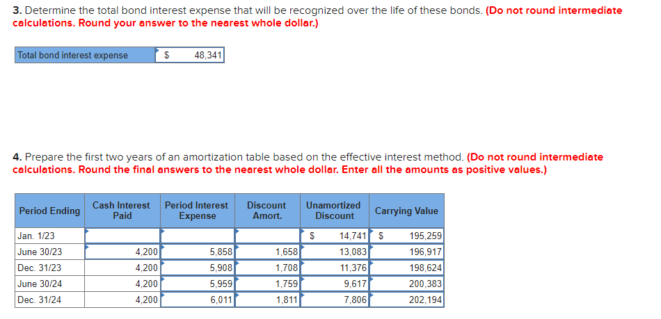 intermediate calculations. Round the final answers to the nearest whole dollar.) 3.