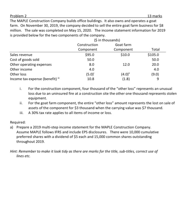 chegg was wrong preciously Problem 1 13 marks The following are transactions