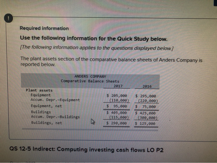  Required information Use the following information for the Quick Study below.