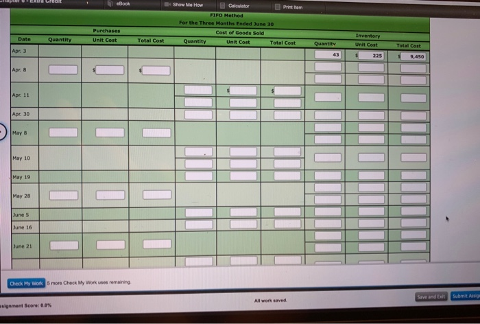 sales for a three-month period ending June 30 are as follows: book