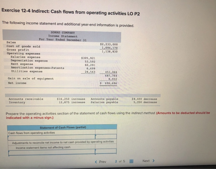 Thank you! Exercise 12-4 Indirect: Cash flows from operating activities LO P2