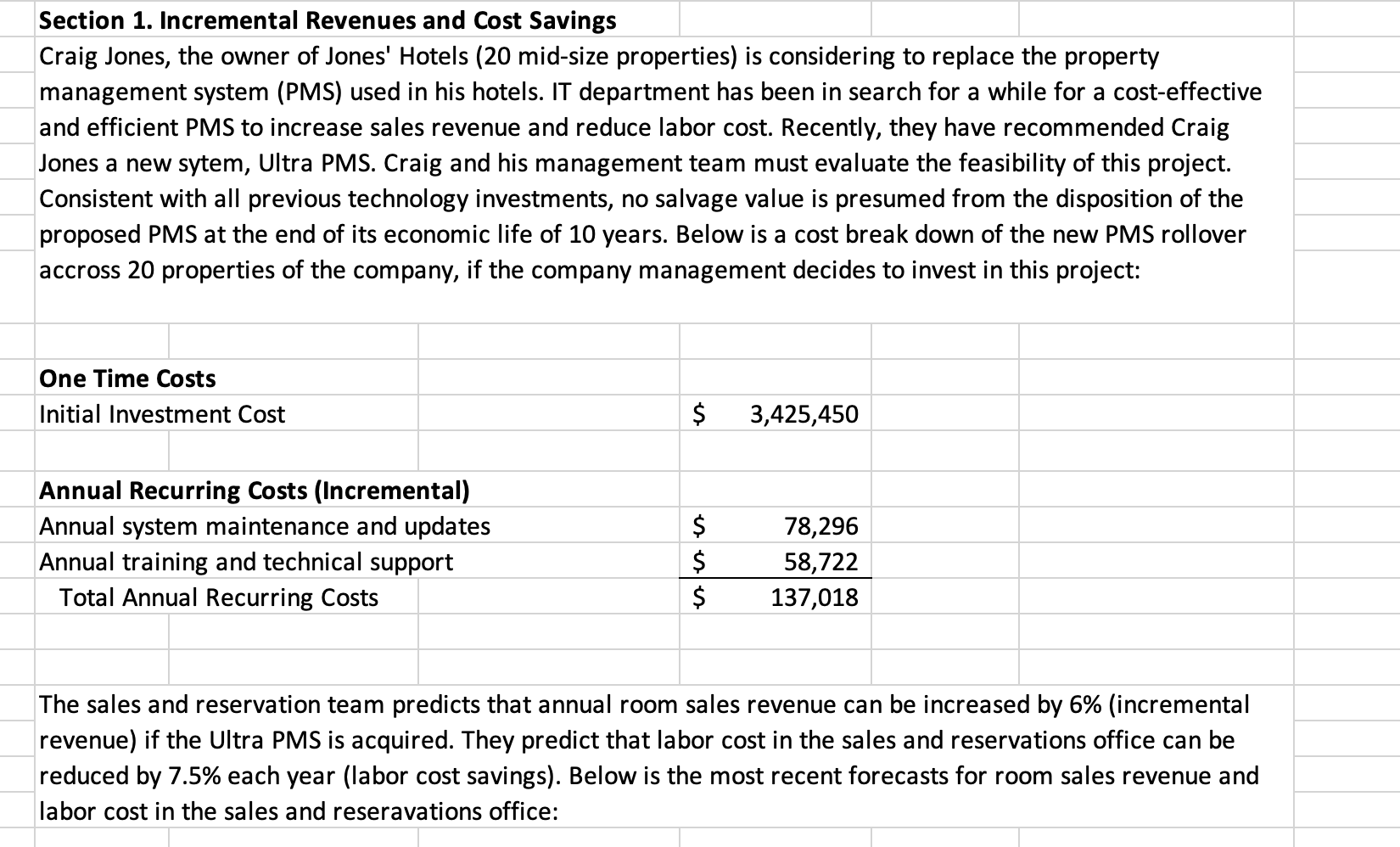 section 1 and how should I put it into excel please Section