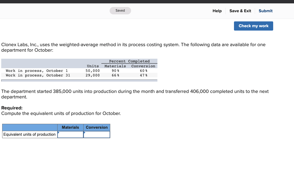  Saved Help Save & Exit Submit Check my work Clonex Labs,