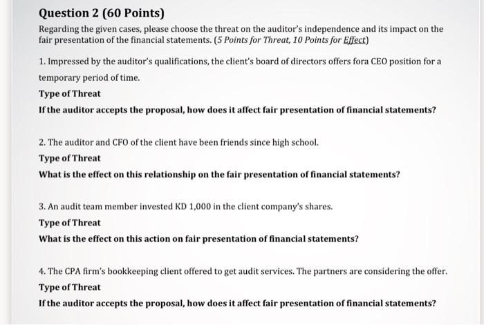  i need the answers please Question 2 (60 Points) Regarding the