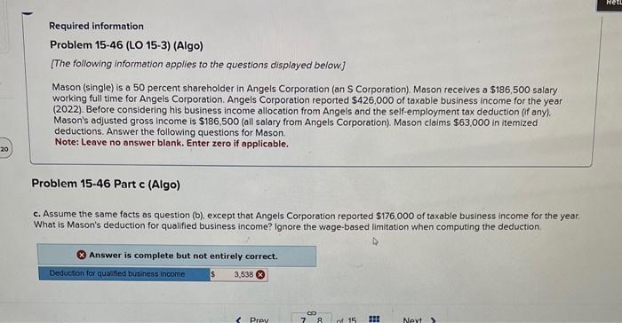  can anyone help me solve this tax question Required information Problem