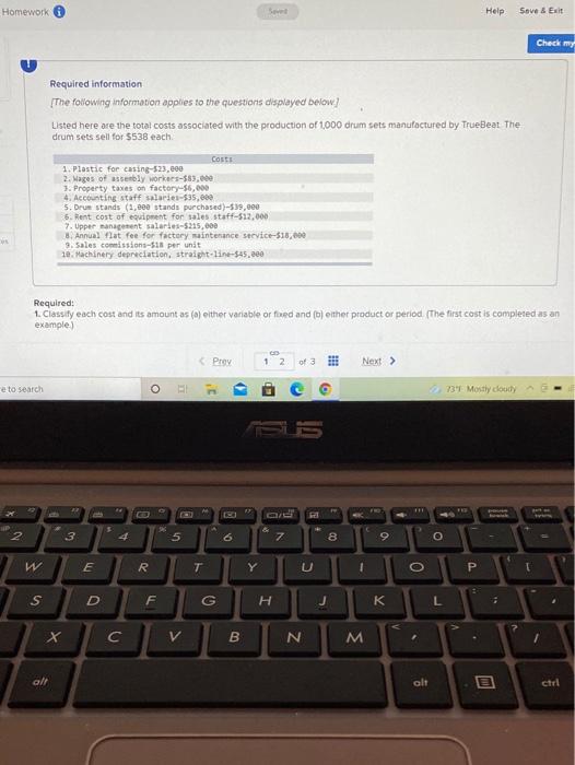  Homework Swed Help Sove & Exit Check my Required information The