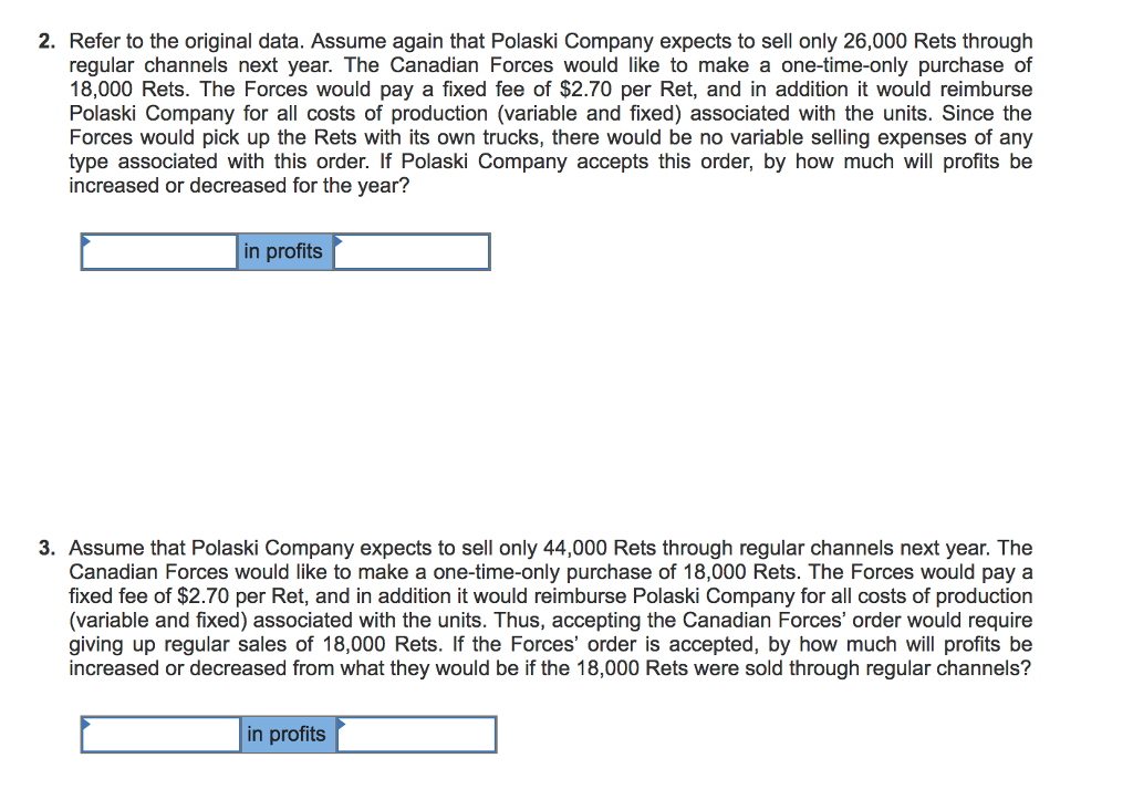 (LO1 - CC5) Polaski Company manufactures and sells a single product called