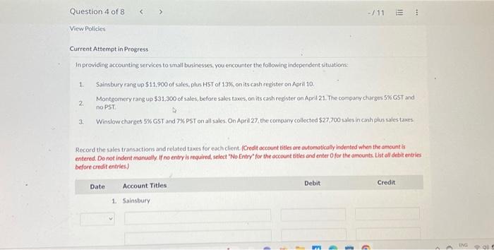  Current Attempt in Progress In providing accounting services to small busineswes.