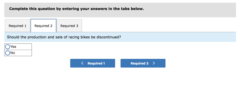 a racing bike. Data on sales and expenses for the past quarter