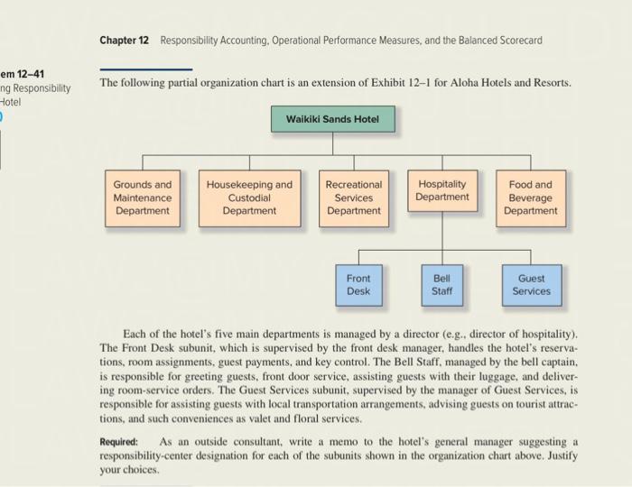  Chapter 12 Responsibility Accounting, Operational Performance Measures, and the Balanced Scorecard