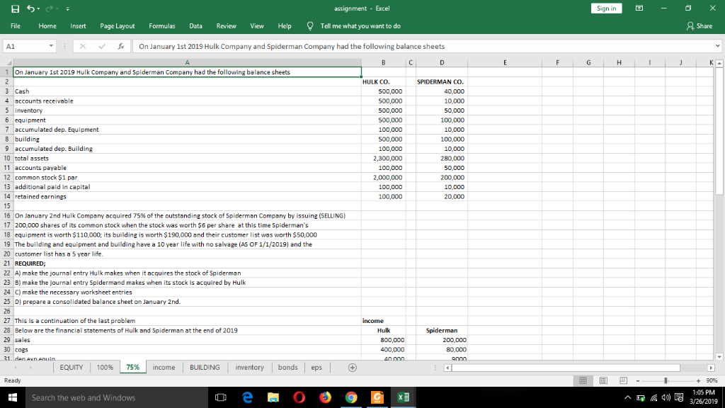  . assignment - Excel Sign in File Home Insert Page Layout