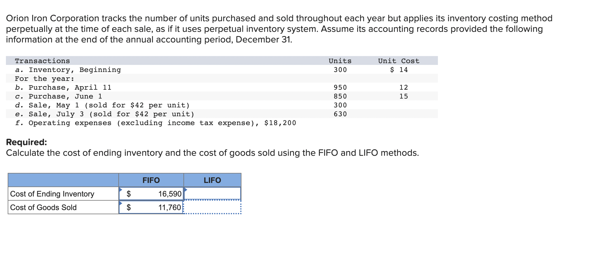 Please answer the blank text boxes, thank you (LIFO AND AFTER