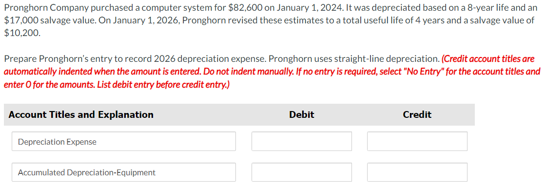 Please show work! Pronghorn Company purchased a computer system for $82,600 on