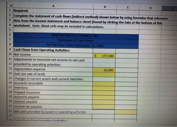 5 Income Statement For the Year Ended December 31, 20X2 6 7