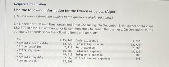 earnest consulting. Hint: retain earnings on December 1 was $0 On December