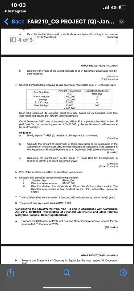 please answer q5 only GROUP PROUECT IFAR210 / IAN2023 b. Determine