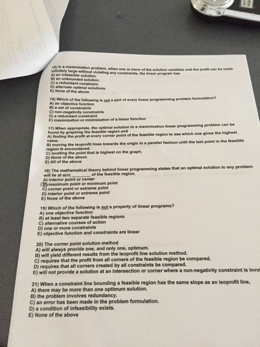  In a maximization problem, when one or more of the solution