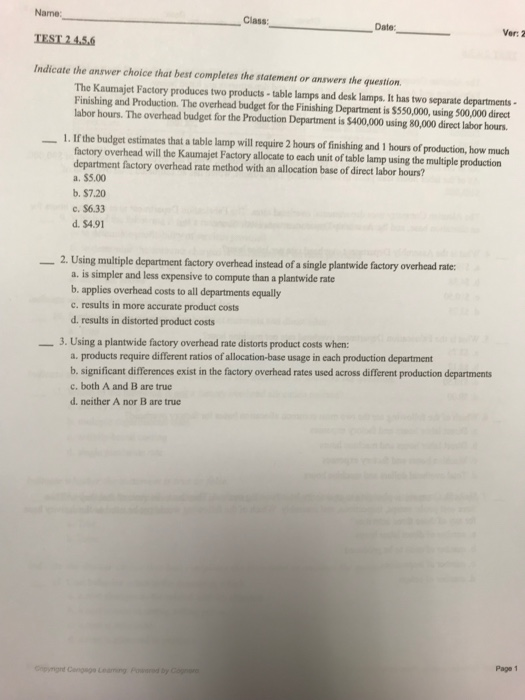  Name TEST 2 4.5.6 Indicate the answer choice that best completes
