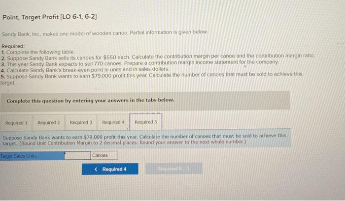 Calculate the contribution margin per canoe and the contribution margin ratio 3.