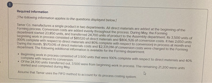  need help with this question and chart Required information [The following
