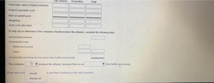 and to methanol? 3. Prepare product-line income statements per batch for requirements