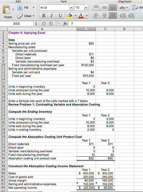  This question is regarding an excel spreadsheet which requires you to