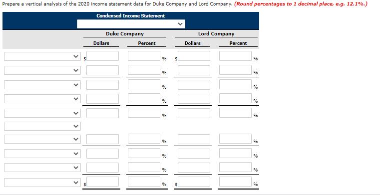 Lord Company, two competitors. All balance sheet data are as of December
