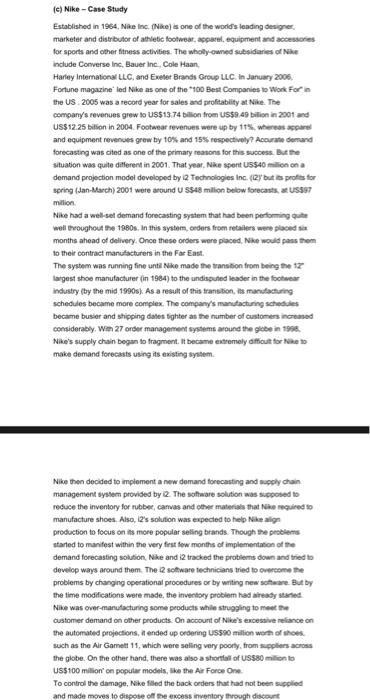 please read and solve the question at the last page (c) Nike