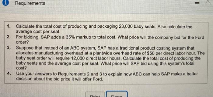 machine hours Number of parts Number of finished seats Activity Cost Allocation