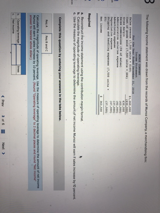 drawn from the records of Munoz Company, a merchandising firm: the Year