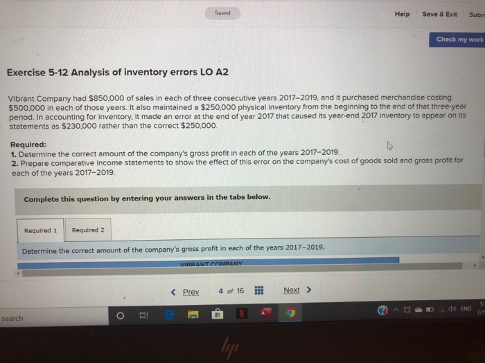  Saved Help Save & Exit Subn Check my work Exercise 5-12