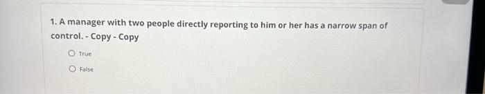 Please answer ASAP please, 1. A manager with two people directly reporting
