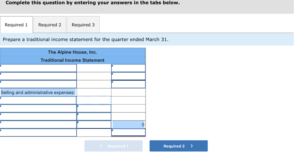 answers in the tabs below. Required 1Required 2Required 3 Prepare a traditional
