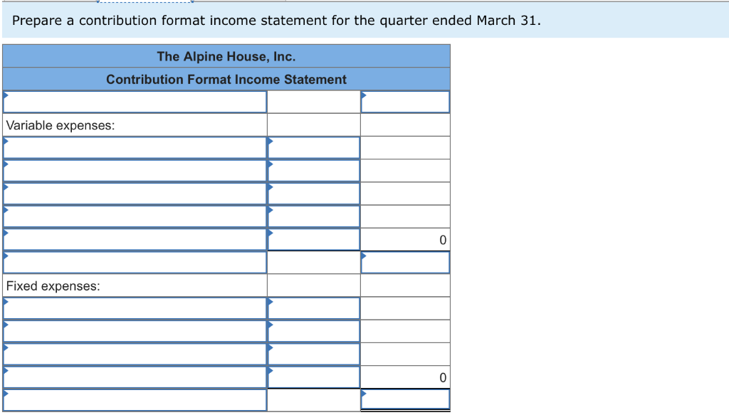 income statement for the quarter ended March 31 The Alpine House, Inc
