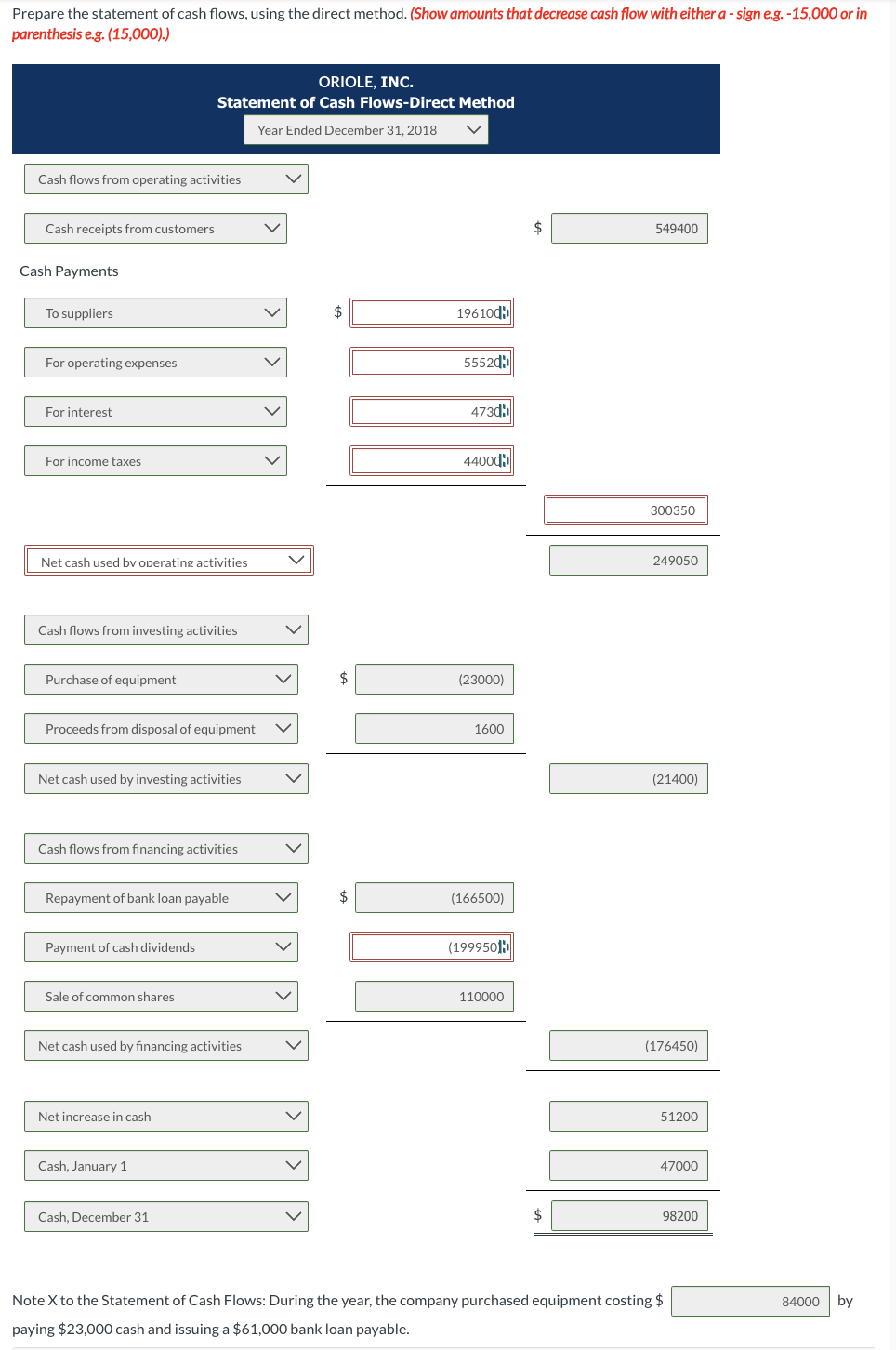 what I need you to help me solve. The income statement and