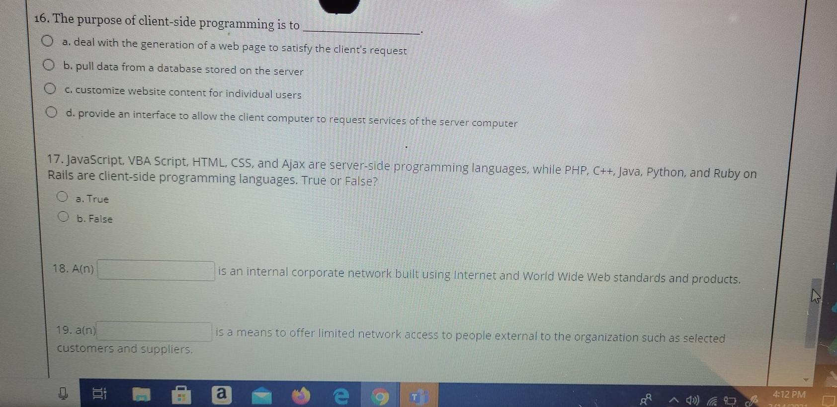 the design and layout of Web pages, and Extensible Markup Language (XML)