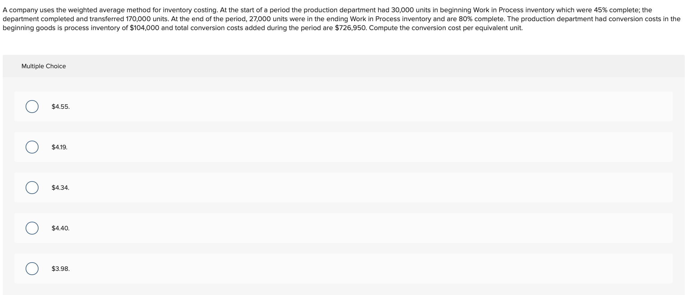 of production for the year. Beginning Work in Process (40% complete, $2,300)