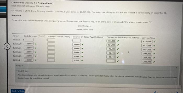 missing interest expense and its not 93000 Cornerstone Exercise 27 (Algorithmic) Debt